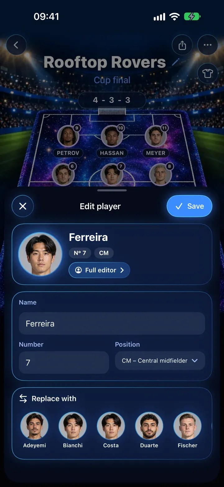 Editing a player